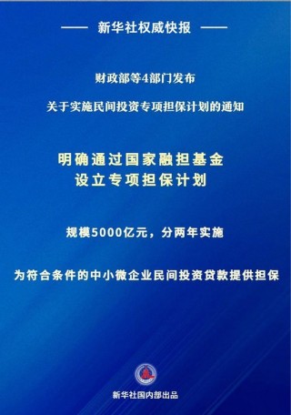 规模5000亿元！民间投资专项担保计划出台