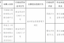 【监管处罚】因流贷管理不到位，中国银行宿迁城中支行被罚款25万元