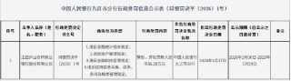 江西庐山农村商业银行被罚66.28万元：违反金融统计相关规定等