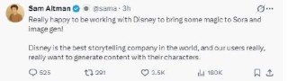 OpenAI首席执行官回应与迪士尼合作