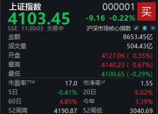 A股早盘震荡整理，沪指半日下跌0.22%