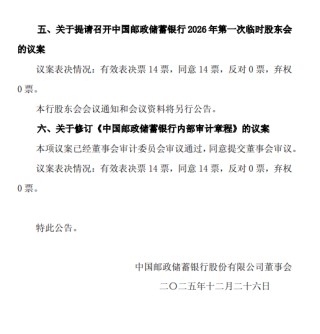 邮储银行：董事会同意聘任芦苇担任行长