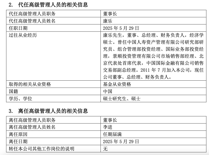 景顺长城基金董事长官宣届满离任，接任者确定  第1张