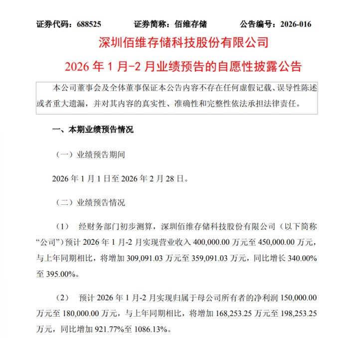 佰维存储：存储行业供不应求 1-2月收入预增超300%  第1张