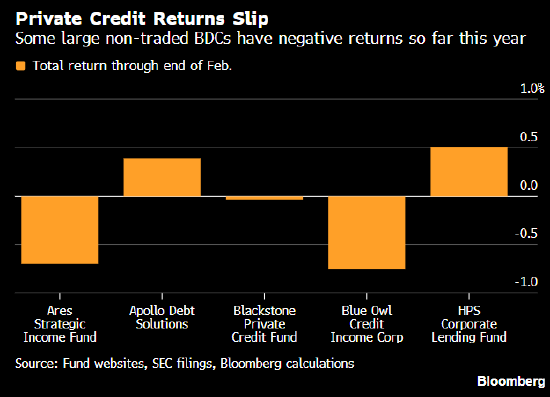 Blue Owl和贝莱德HPS私募信贷基金2月均录得亏损 创逾三年来最差表现  第1张