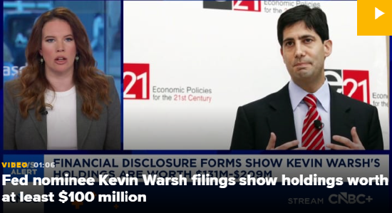 美联储主席候选人沃什财富申报披露:身家超历任主席,资产逾亿美元 第1张 美联储主席候选人沃什财富申报披露:身家超历任主席,资产逾亿美元 第1张